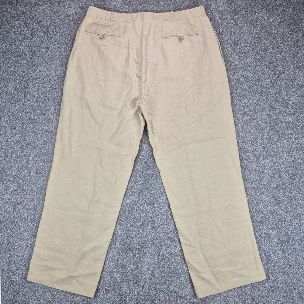 Polo Ralph Lauren Linen Silk Pleated Pants Mens 36 Beige Tan Vintage